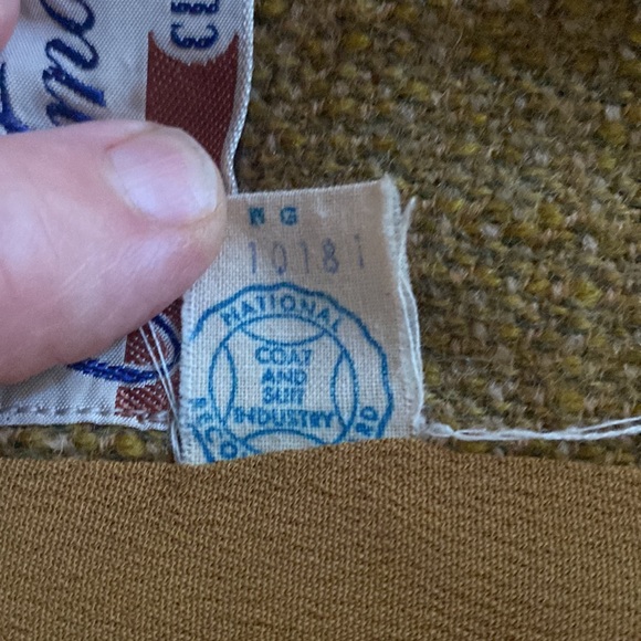 Vintage retro womens blazer wool tweed olive 3/4 sleeve button pockets - Picture 5 of 5